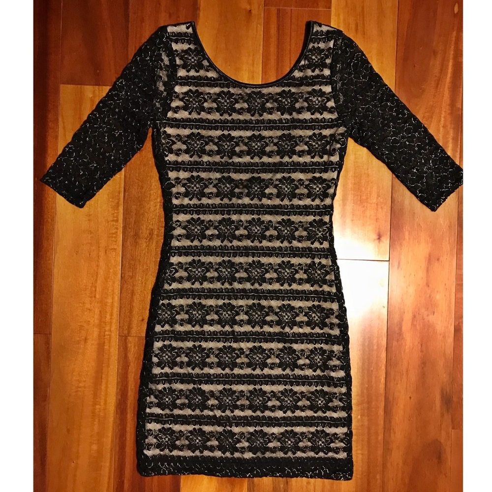 NWT Foreign Exchange black lace bodycon dress